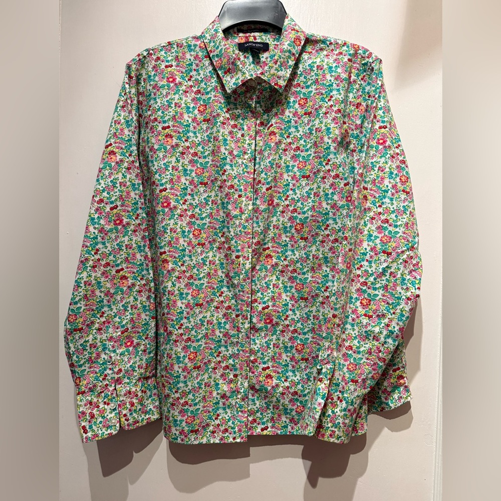 Women’s Size 18P Floral Multicolor No Iron Supima Shirt